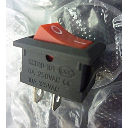 Cod.119 Chave tecla Gangorra vermelha 2 polos  KCD10-101 6A  250V