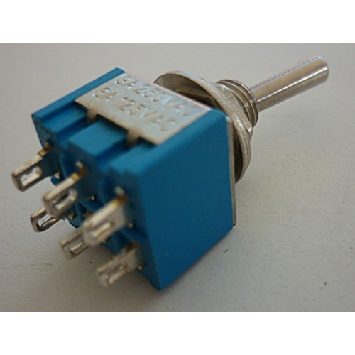 Cod.4062 Chave Mini ON  OFF  2 posiçoes Sterereo com 6 polo azul 3amp
