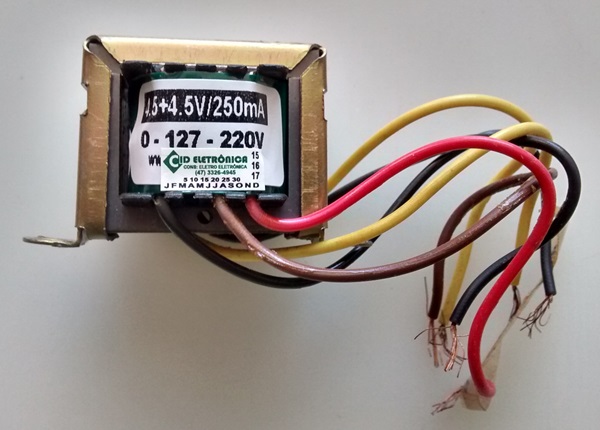 Cod. 7101 Transformador Força   4,5+4,5V 250mA 110  220V AC - Marca Gilson.