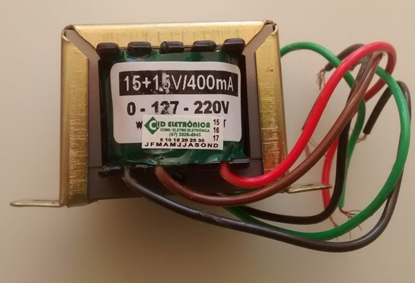 Cod. 7145 Transformador Força 15+15V 400mA 110  220V AC - Marca Gilson.