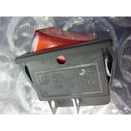 Cod.724 Chave Gangorra OnOff KCD4 led vermelho liga desliga16A 250V