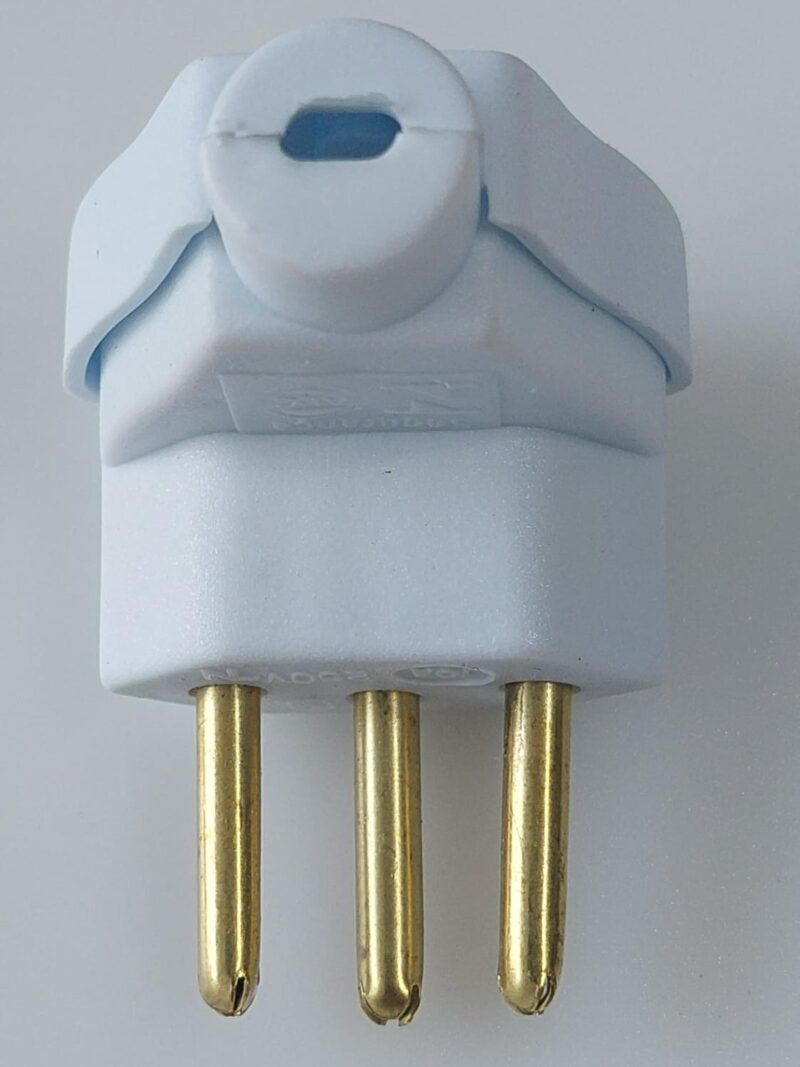 Cod.11668 Plug Macho Tripolar Branco 3p + T 10a Medio 90 Graus Reforçado