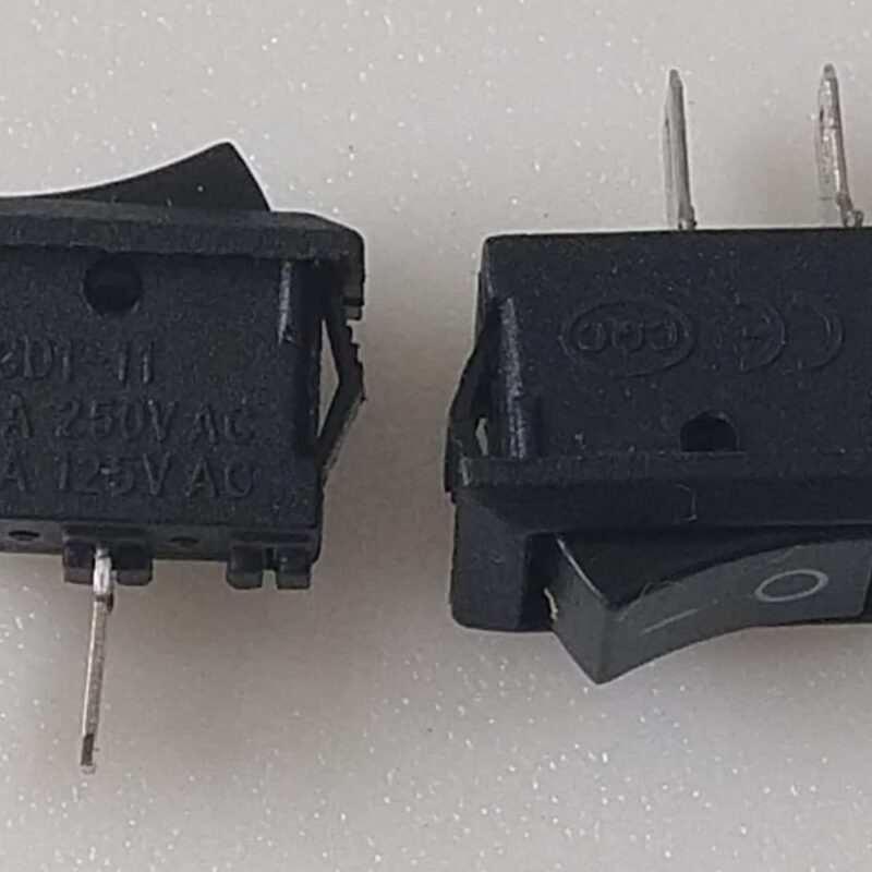 Cod.11671 Chave tecla Gangorra Mini Preta 2 polos 15 X 21 mm  10.A KRCD-101 3A  250V.