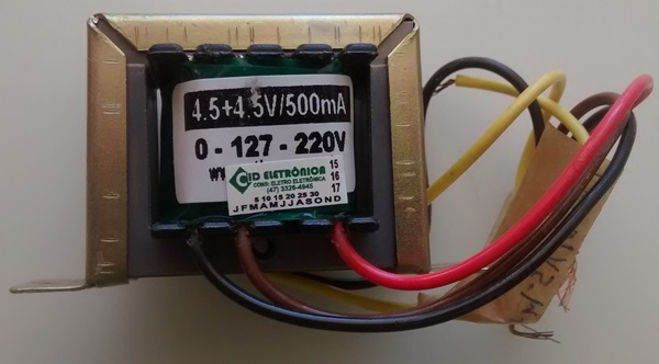 Cod.7103 Transformador Força  4,5+4,5V 500mA 110  220V AC - Marca Gilson.