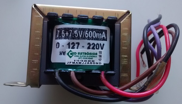 Cod.7113 Transformador Força   7,5+7,5V 500mA 110  220V AC - Marca Gilson.