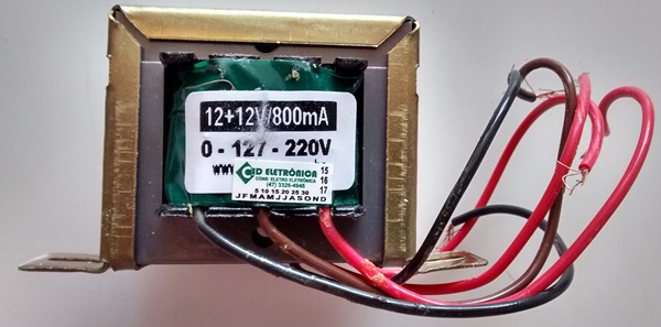 Cod.7133  Transformador Força  12+12V 800mA 110  220V AC - Marca Gilson