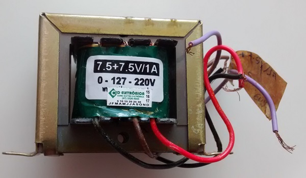 cod.7115 Transformador 7,5+7,5V 1A 110  220V AC - Marca Gilson.